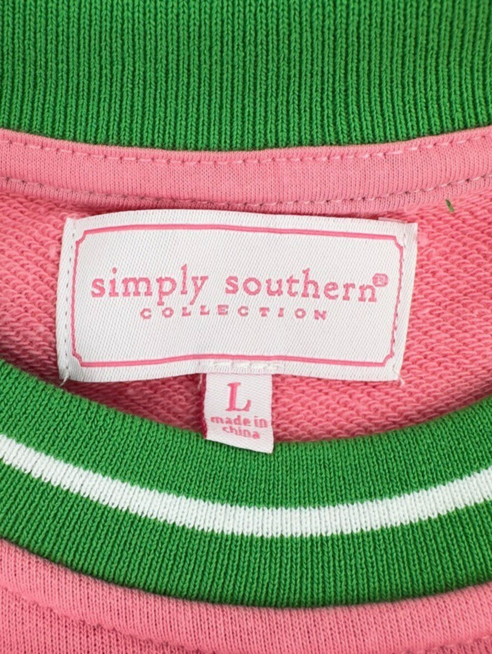 Simply Southern Sweatshirt Sequins Embroidered USA Pink Large - Picture 6 of 7